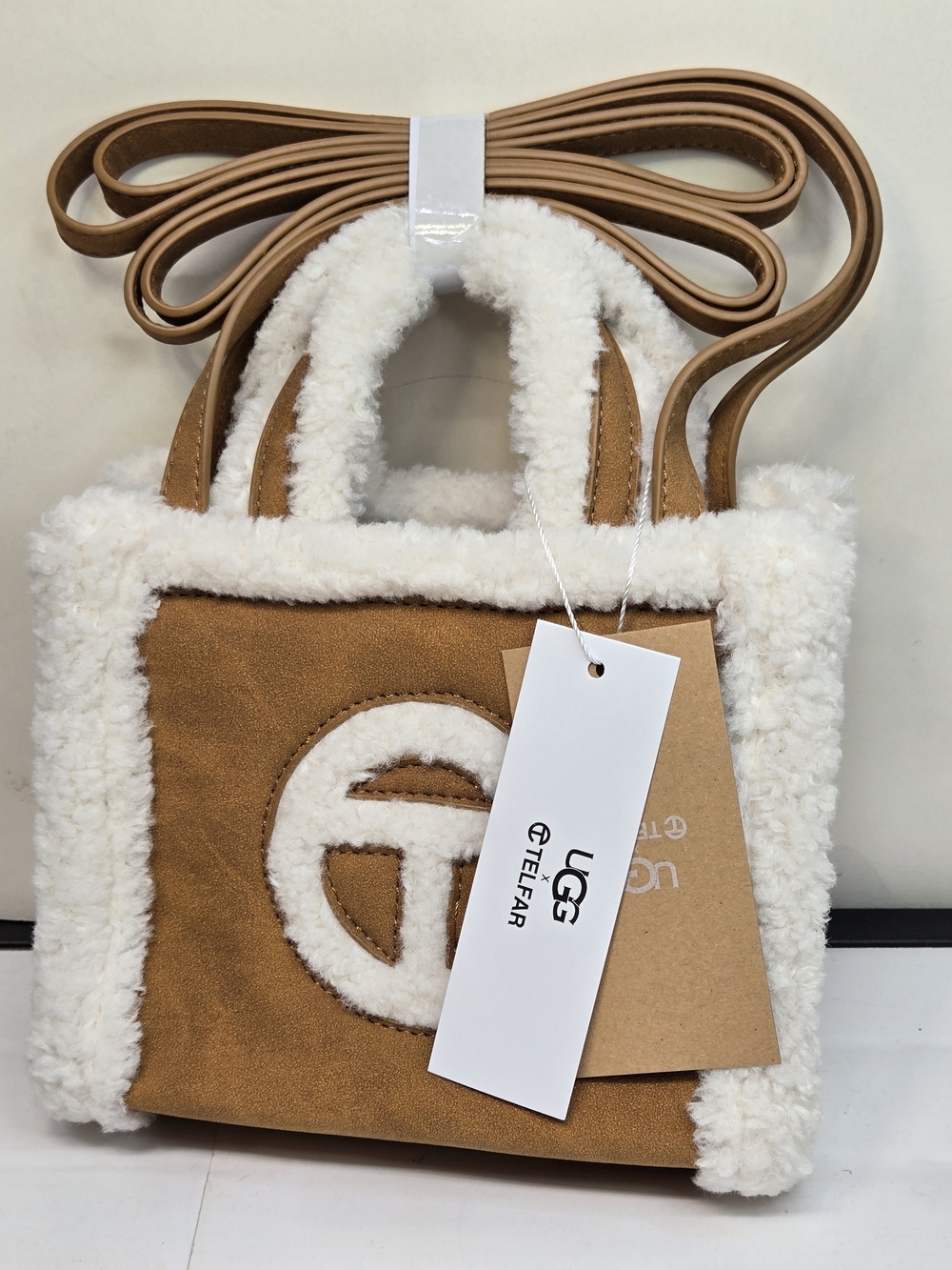 UGG Tan Mini Tote with White Faux-Shearling Trim - Picture 7 of 7